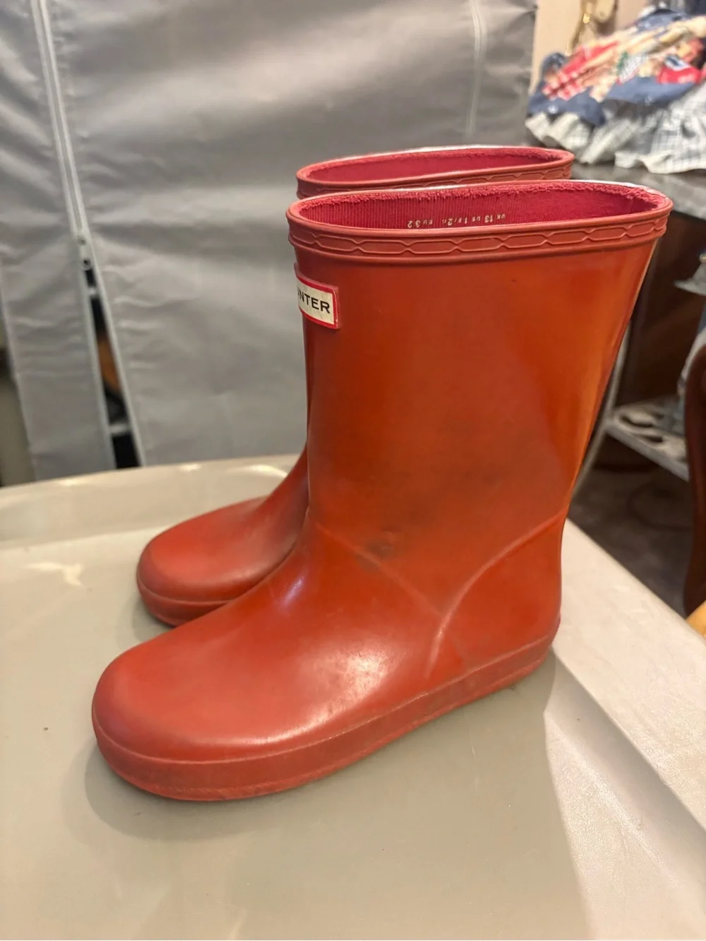Hunter Kids Red Rubber Mid-Calf Rain Boots